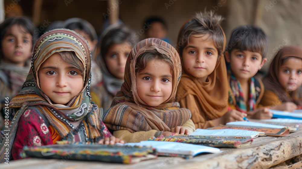 children studying in school in rural sindh, pakistan,generative ai children studying in school in rural sindh, pakistan,generative ai