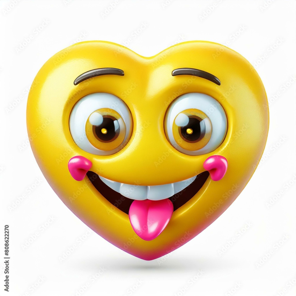 Naklejka premium 3d smiley face, heart shaped