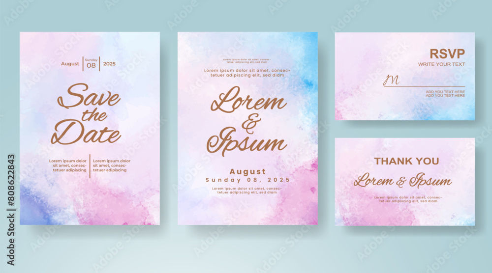 Wedding invitation with abstract watercolor background Wedding invitation with abstract watercolor background