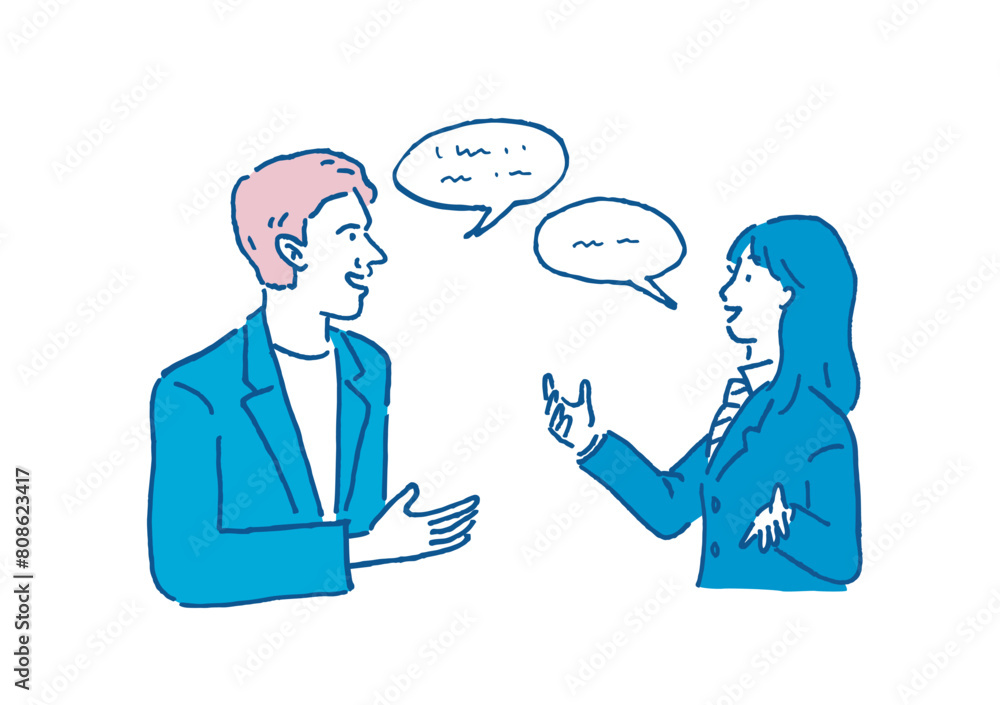 英語で会話する男女のイラスト 英語で会話する男女のイラスト