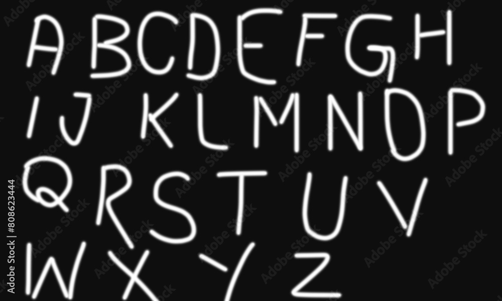 hand drawn alphabet on transparent blackboard hand drawn alphabet on transparent blackboard
