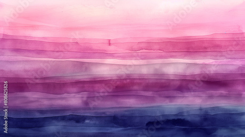 A painting of a pink and blue sky with a purple line in the middle
