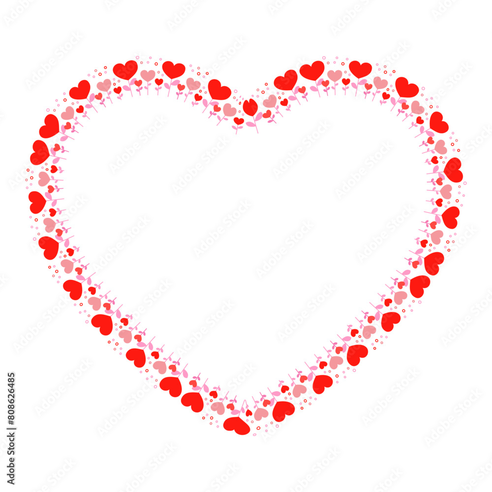 Hand drawn hearts border and frame Hand drawn hearts border and frame