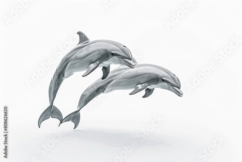 Three dolphins leaping in unison © Venka