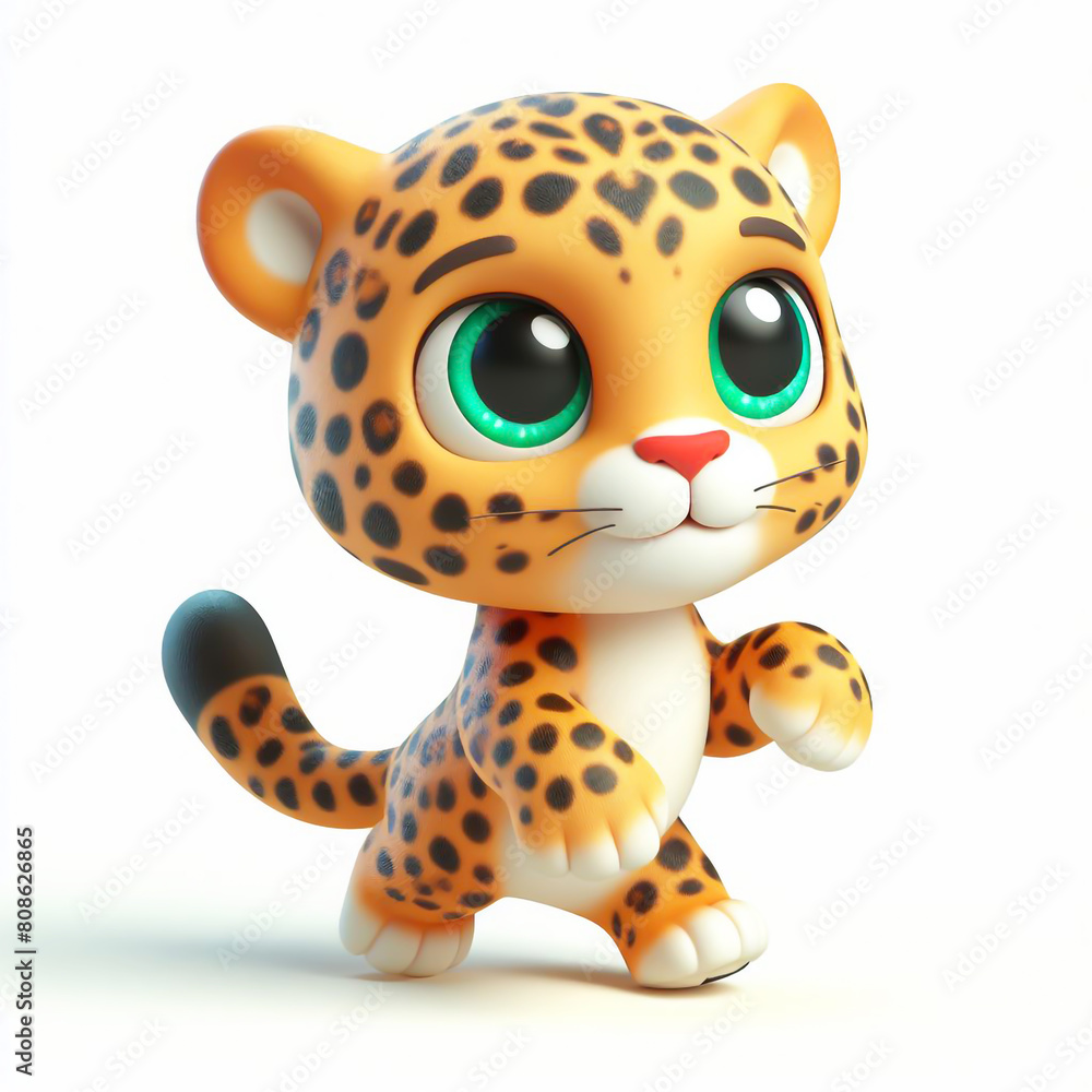 3D funny leopard cartoon on white background 3D funny leopard cartoon on white background