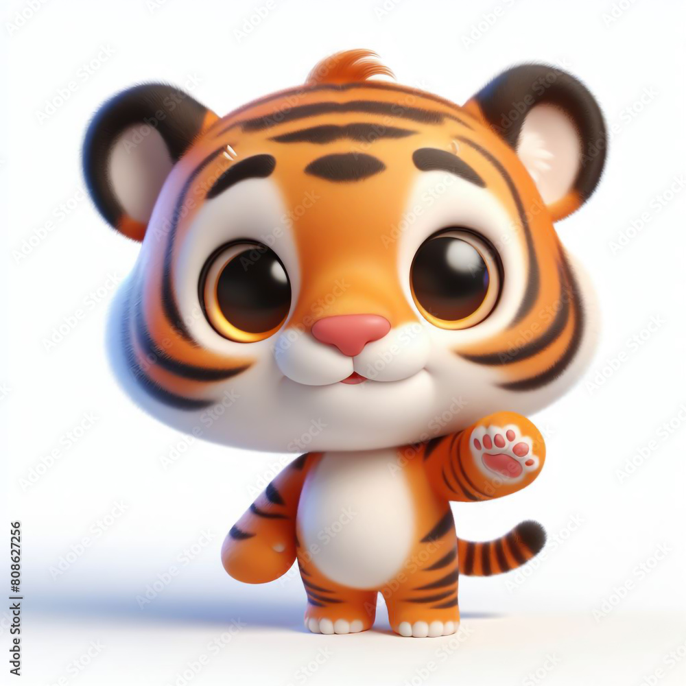 3D funny tiger cartoon on white background 3D funny tiger cartoon on white background