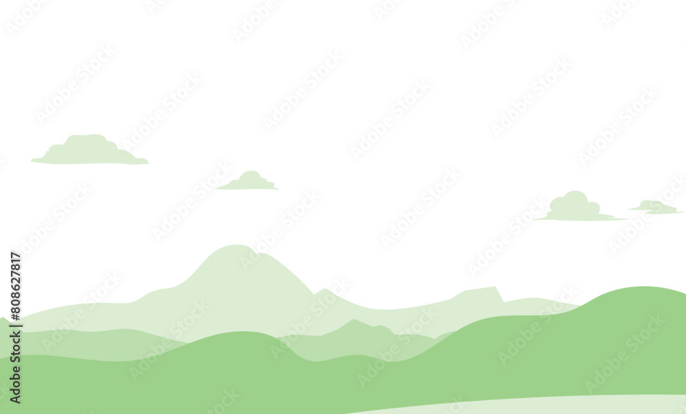 緑の綺麗な山脈風景イラスト背景素材 緑の綺麗な山脈風景イラスト背景素材