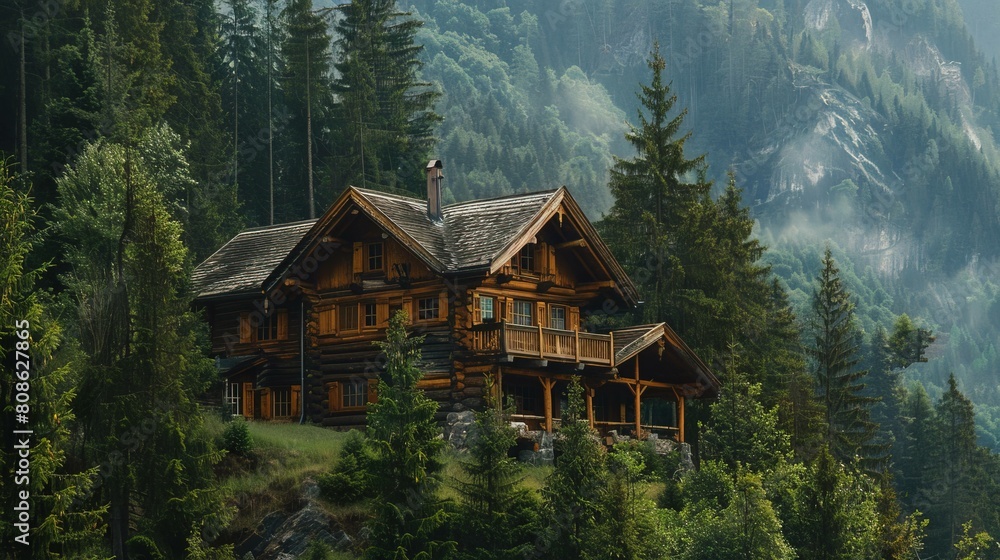 Summer cabin on a mountain UHD wallpaper