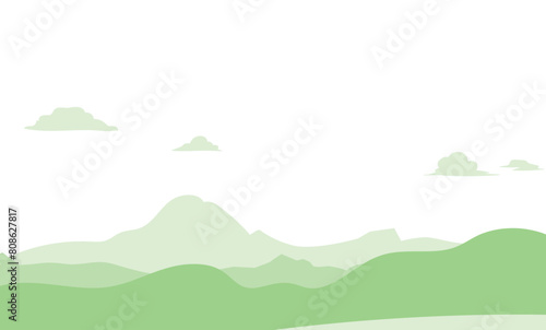 緑の綺麗な山脈風景イラスト背景素材