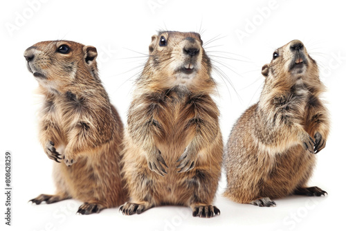 Three marmots  whiskers twitching