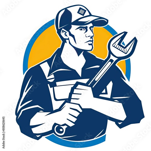 Logo of the repairman holding a wrench 