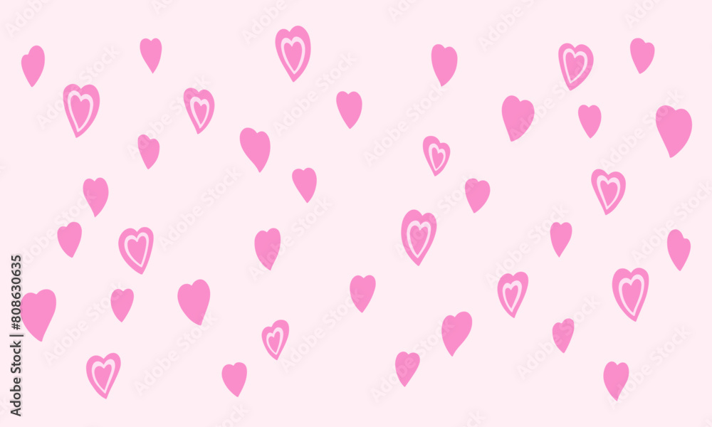 Flat style lovely heart pattern backdrop for greeting card design