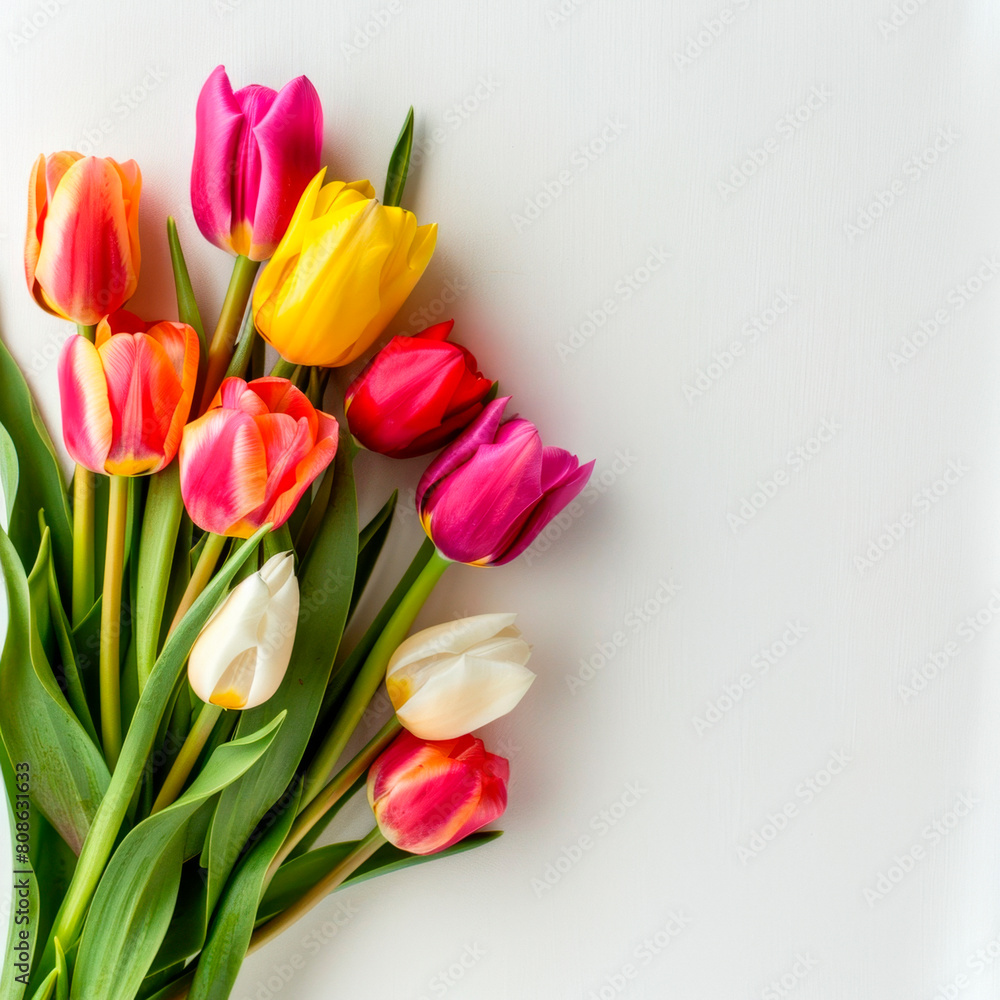 Beautiful bouquet of tulips, for a gift, mother's day, women's day, valentine, spring time, copy space Beautiful bouquet of tulips, for a gift, mother's day, women's day, valentine, spring time, copy space