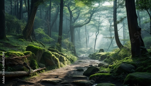 Creek which flow trough a forest. A korean forrest. © May