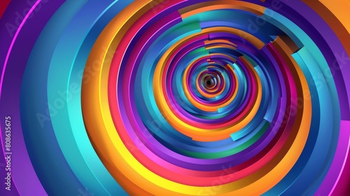 Colorful rainbow circles are incorporated into an abstract modern background.