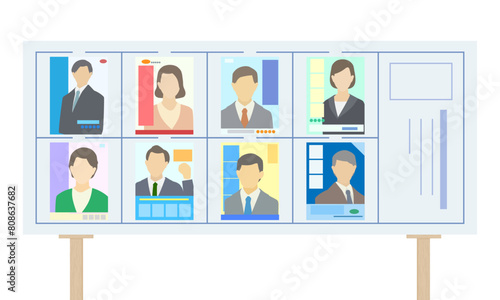 選挙ポスターの掲示板のイラスト