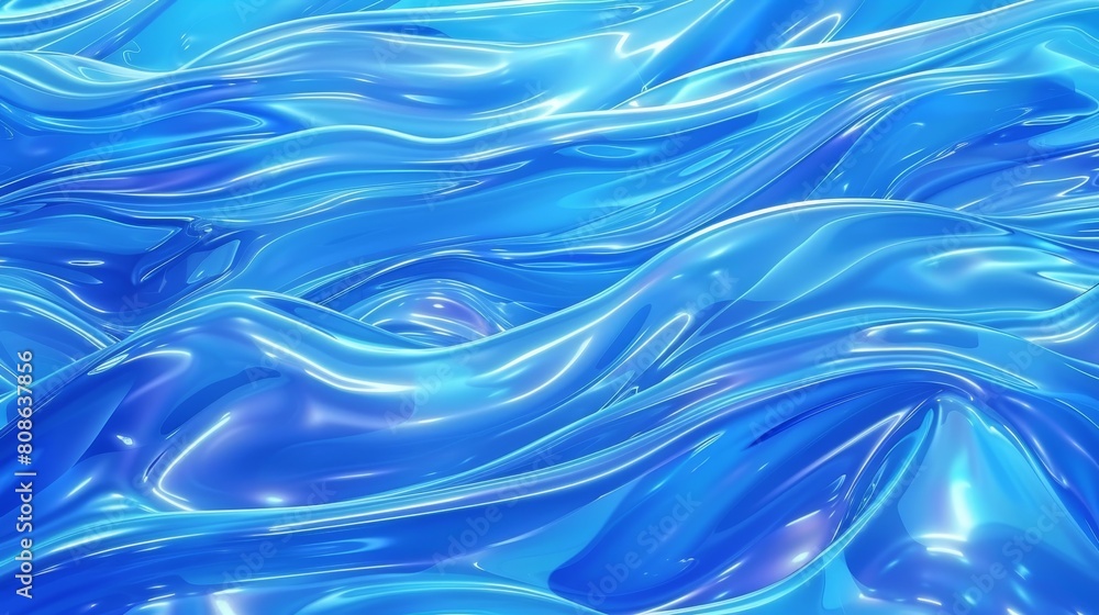 A smooth, shiny blue wave background in an abstract style A smooth, shiny blue wave background in an abstract style