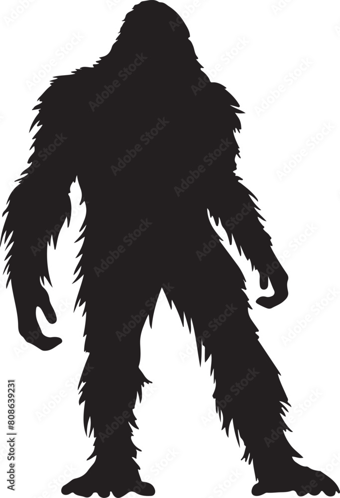 Bigfoot Silhouette Vector Illustration White Background Bigfoot Silhouette Vector Illustration White Background
