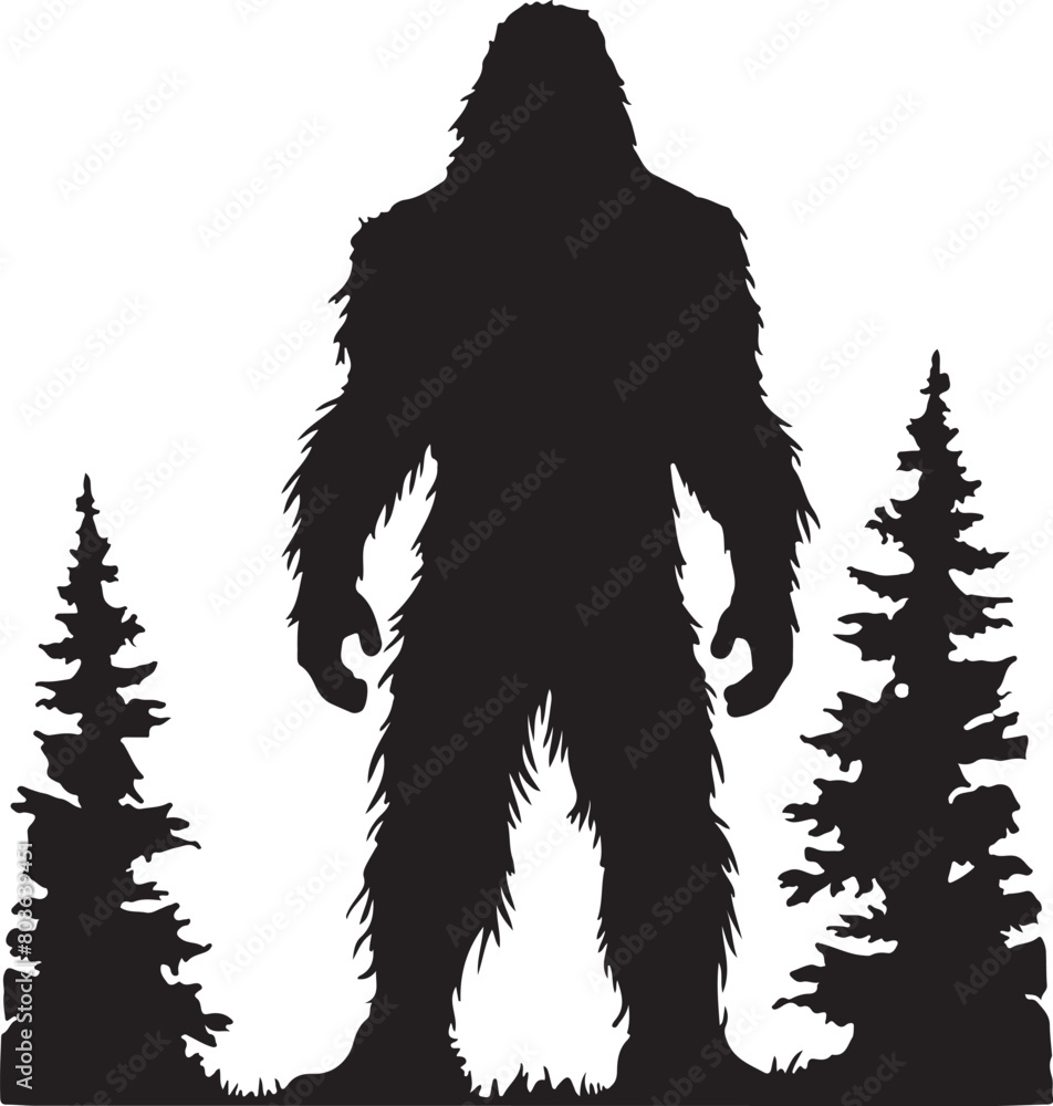 Bigfoot Silhouette Vector Illustration White Background Bigfoot Silhouette Vector Illustration White Background