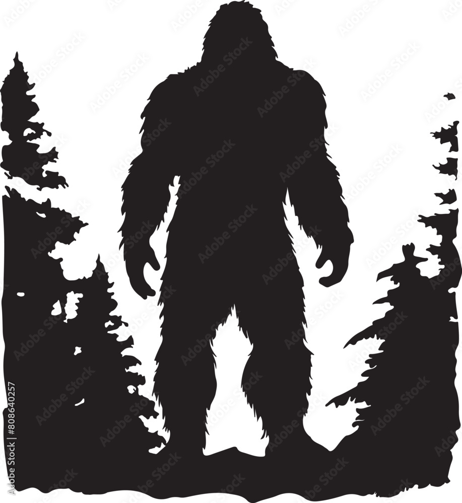 Bigfoot Silhouette Vector Illustration White Background Bigfoot Silhouette Vector Illustration White Background