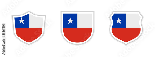 shields icon set of chile flag. isolated on white background. vector illustration