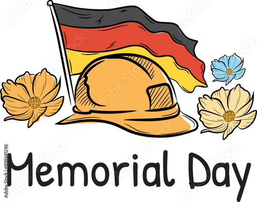 Hand drawn germany memorial day illustration, tamplet commemorating independence day photo