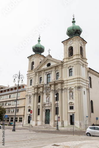 City of Gorizia  Piazza della Vittoria with the Church of Sant Ignazio and the fountain. The beautiful streets and the castle behind them are a trace of history. Cultural Heritage Capital 2025.