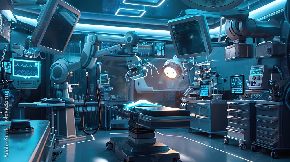 A futuristic high tech operating room UHD wallpaper