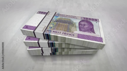 Central African CFA Franc money Cameroon Chad Congo Gabon pile pack. Concept background of economy, banking, business, crisis, recession, debt and finance. 10000 XAF banknotes stacks 3d. photo