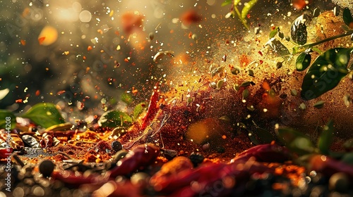 A hyperrealistic photo of explosion os spices UHD wallpaper