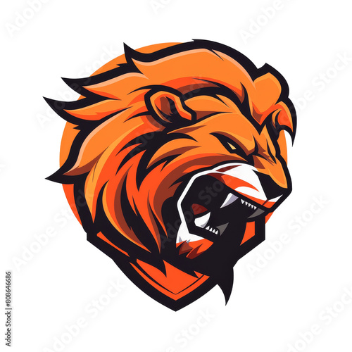 Fierce lion s head in a dynamic stylized design photo