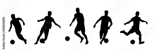 football Soccer with ball player silhouette. Players Set. High quality isolated on white background. Vector illustration