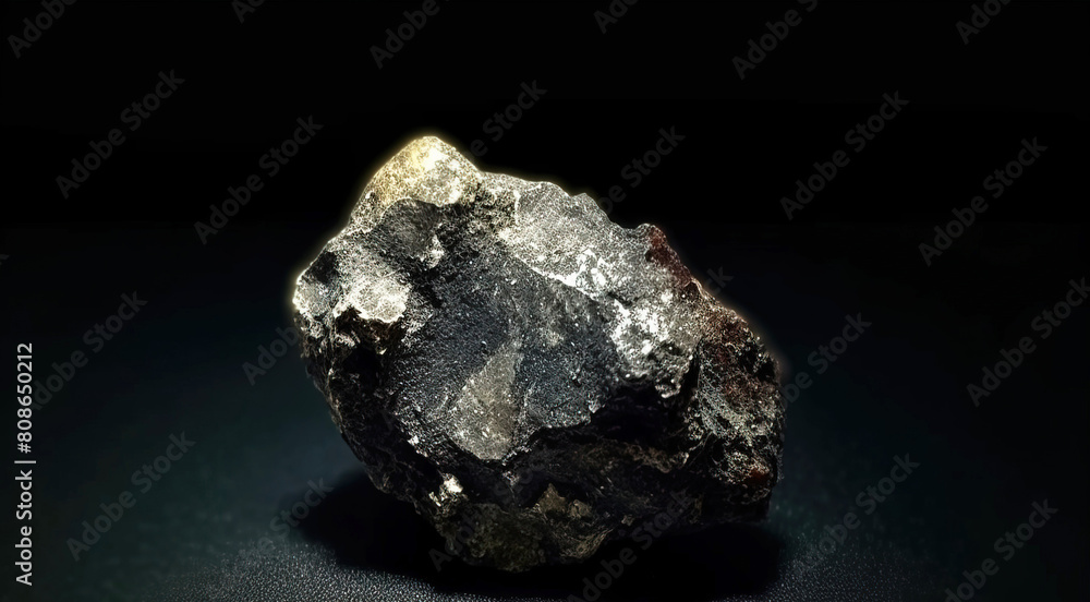 Meneghinite fossil mineral stone. Geological crystalline fossil. Dark background close-up. Meneghinite fossil mineral stone. Geological crystalline fossil. Dark background close-up.