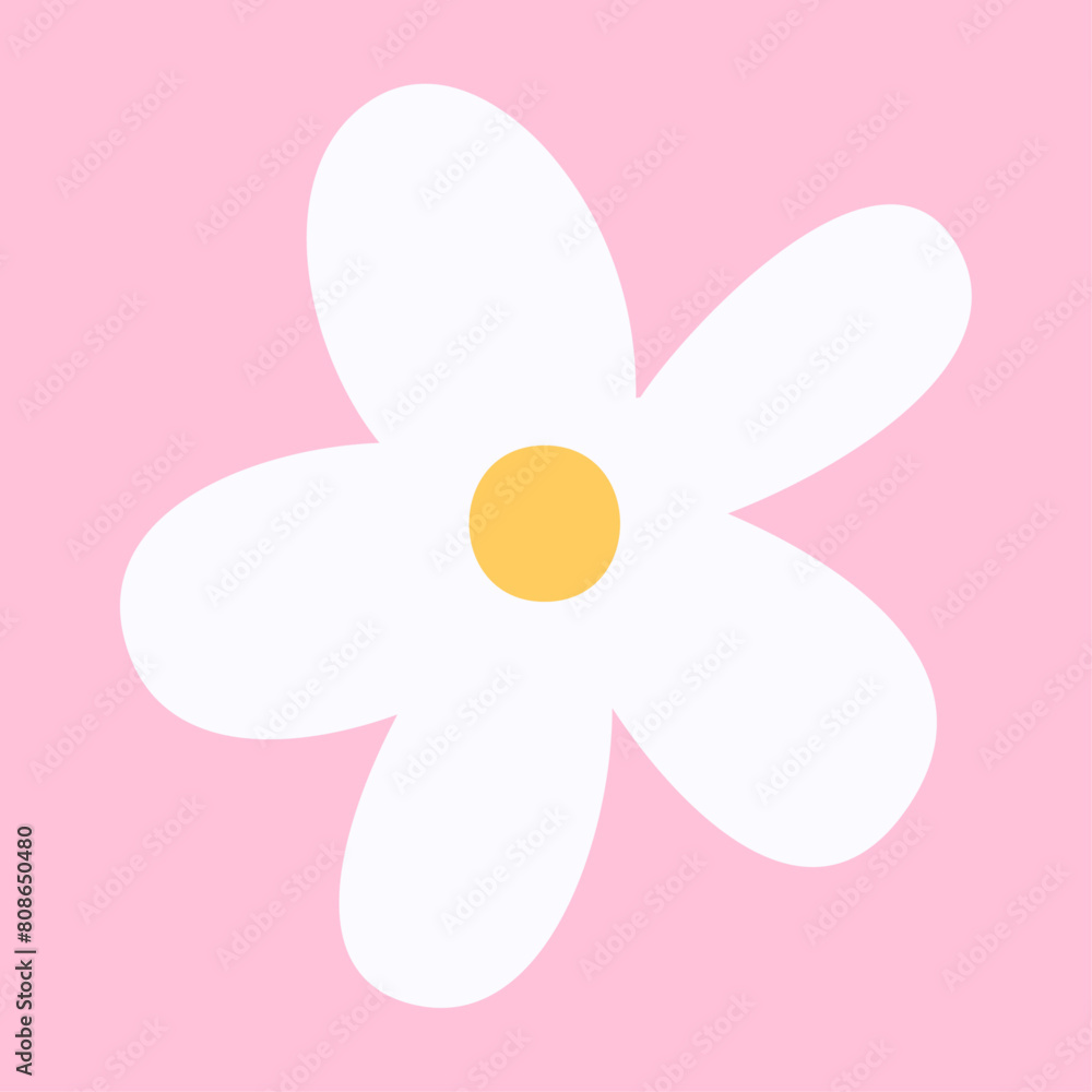 Flat spring flower illustration on pink background Flat spring flower illustration on pink background