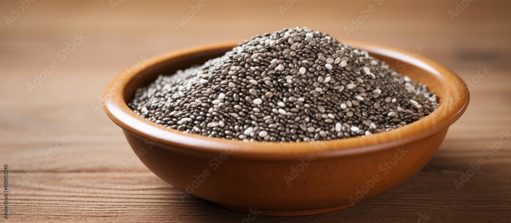 Picture of chia seeds with a surrounding border. Copy space image. Place for adding text and design Picture of chia seeds with a surrounding border. Copy space image. Place for adding text and design