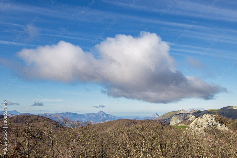 Beauiful view from Burgalaitz mountain in Aizkorri-Aratz natural park in the Basque Country (Spain)