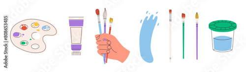 Painting tools elements set