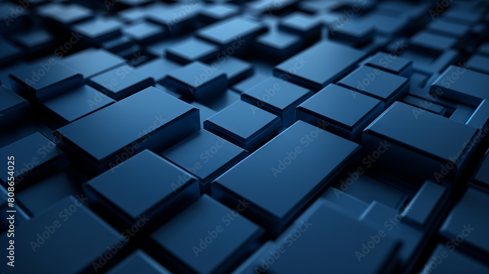3D render of abstract background of blue cubes.
