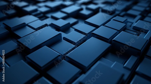 3D render of abstract background of blue cubes. photo