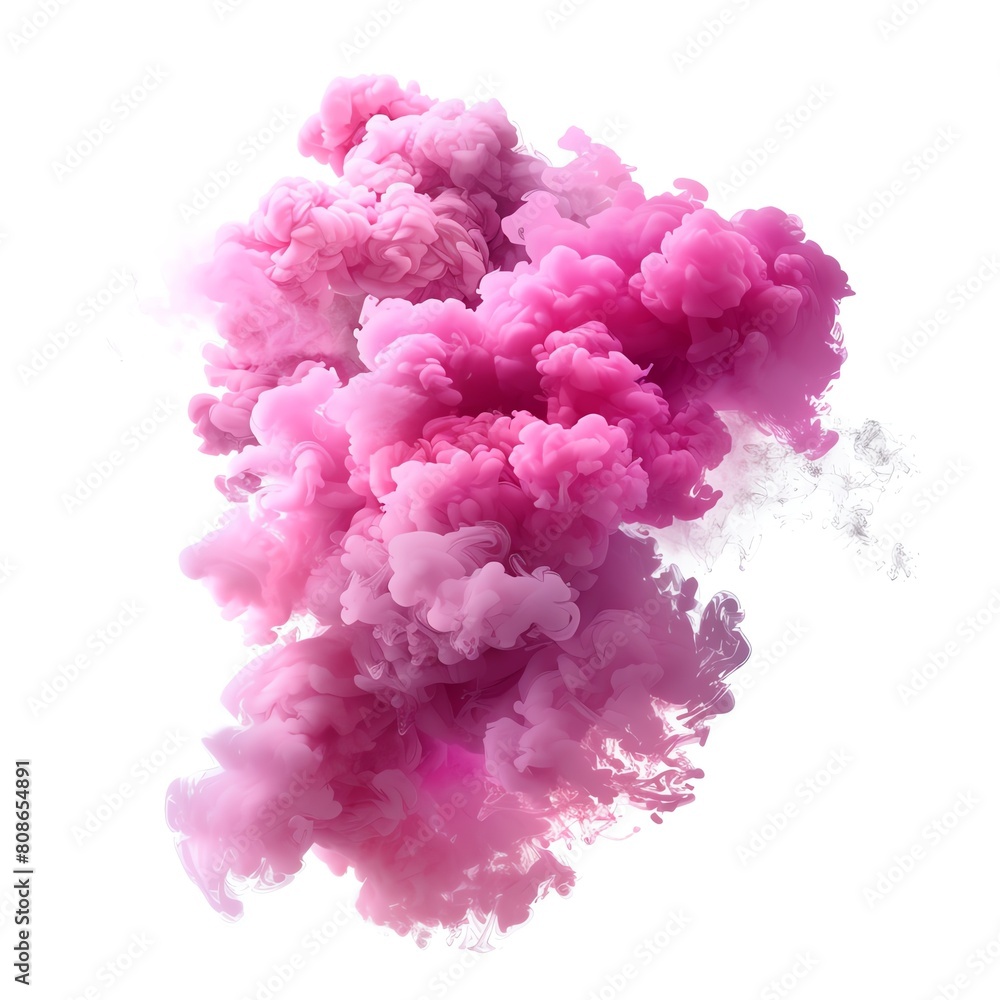 A beautiful and colorful explosion of pink smoke.