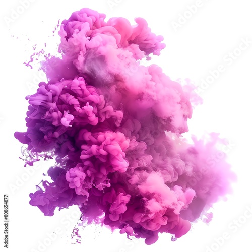 Generate a watercolor painting of a pink and purple smoke cloud.