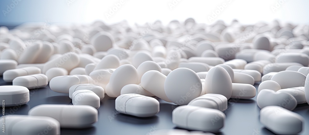 Tablets and pills with medicinal properties. Copy space image. Place for adding text and design Tablets and pills with medicinal properties. Copy space image. Place for adding text and design