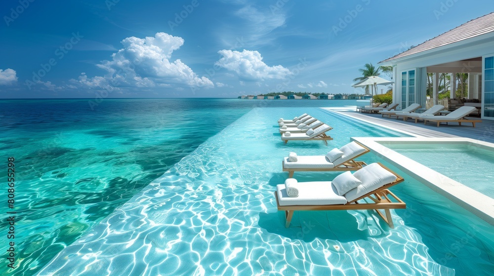 Obraz premium Infinity pool with a beach chair