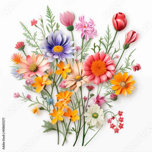 there are many different colored flowers on a white background © LightStock