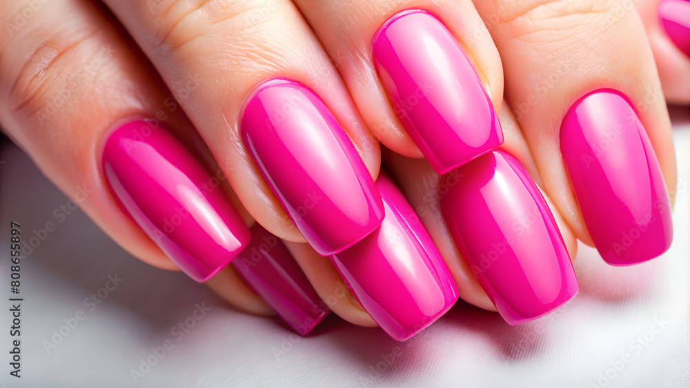 Pink summer manicure. Beautiful female hands with pink nail design. Pink summer manicure. Beautiful female hands with pink nail design.