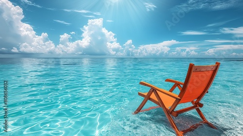 a photo of and empty pool with a beach colorfull chair, infinite pool, serenity --chaos 30 --ar 16:9 --style raw --stylize 700 Job ID: 82aa045e-c1ae-4198-bbc6-b6cb832978c3