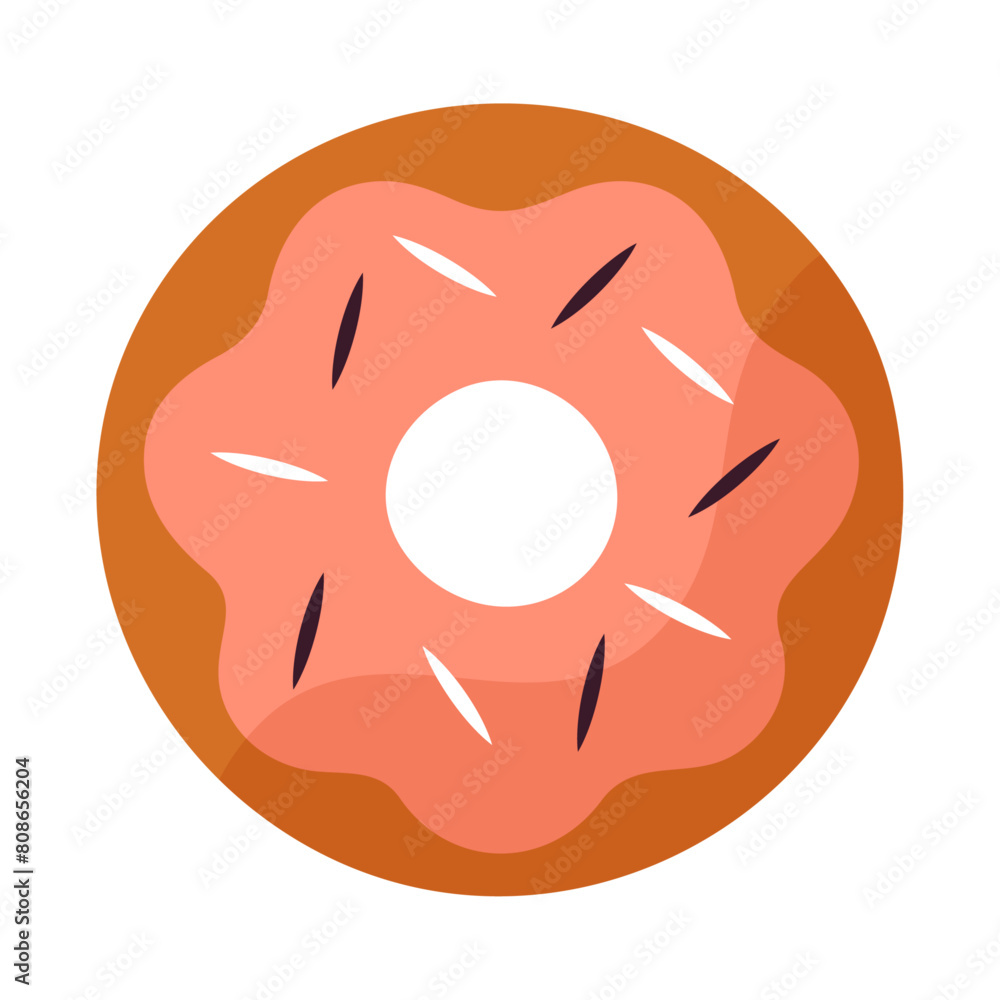 Cute, colorful and glossy donut with sweet glaze and multicolored powder Cute, colorful and glossy donut with sweet glaze and multicolored powder
