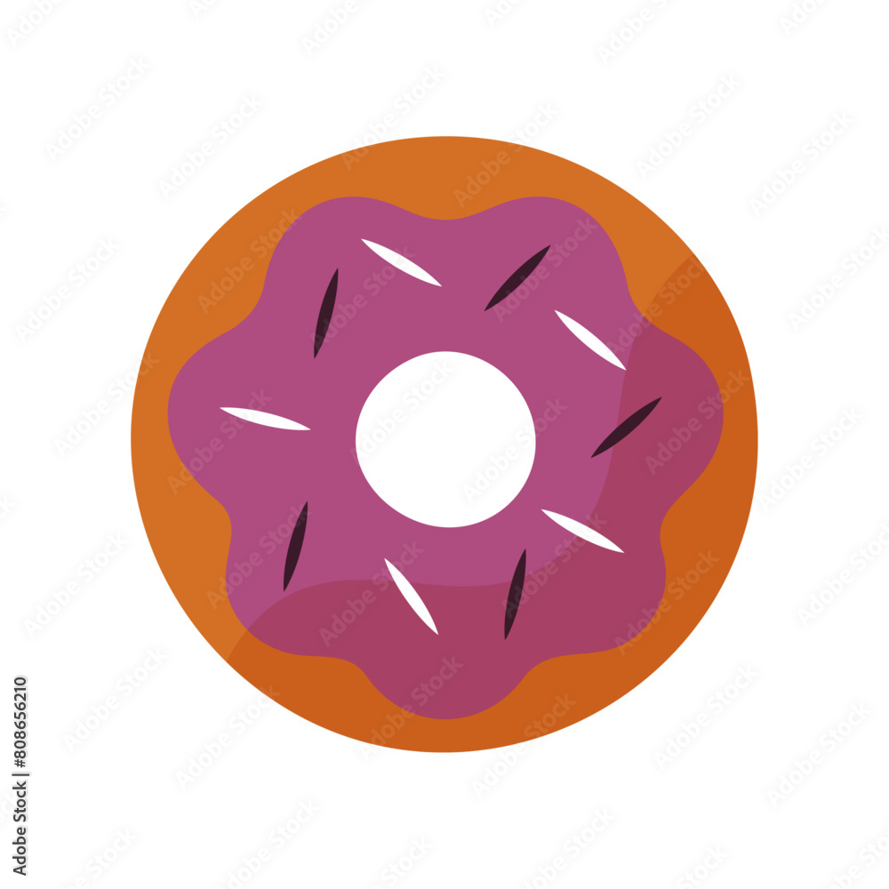Cute, colorful and glossy donut with sweet glaze and multicolored powder. Sprinkled Donut Icon Cute, colorful and glossy donut with sweet glaze and multicolored powder. Sprinkled Donut Icon