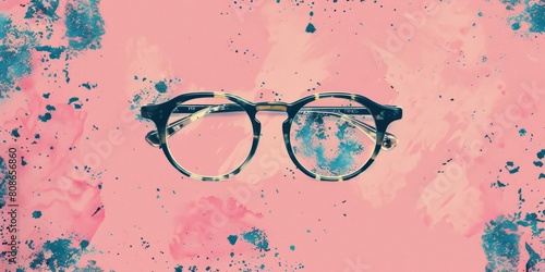 Stylish Glasses Resting on Vibrant Pink Canvas