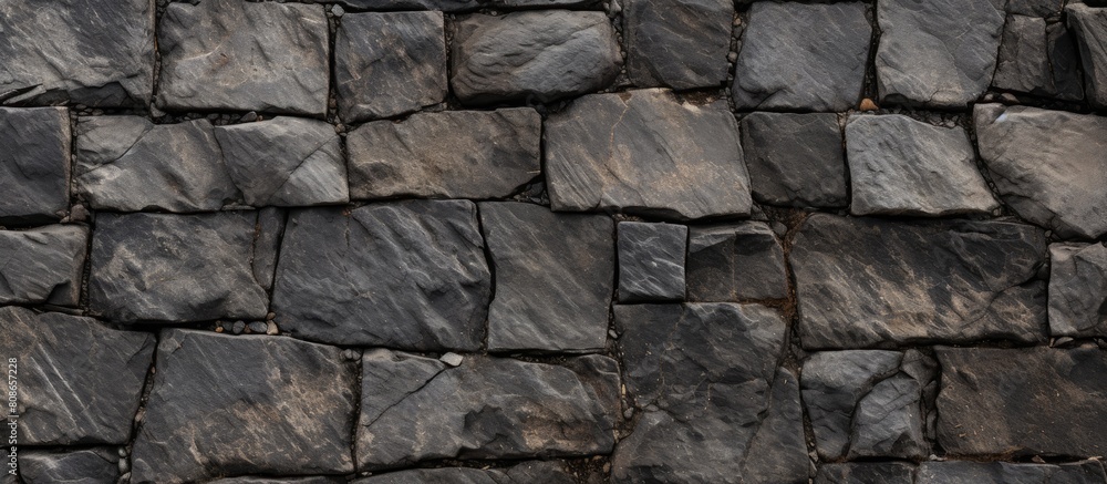 Copy space image of a closeup rough basalt texture on an old medieval stone road creating a brown natural backdrop with intricate patterns from the stone fragments of the historical floor covering Copy space image of a closeup rough basalt texture on an old medieval stone road creating a brown natural backdrop with intricate patterns from the stone fragments of the historical floor covering